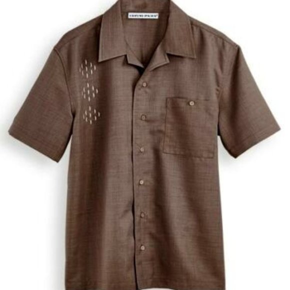 IRVINE PARK Men's Mélange Woven Polyester Shirt in Taupe *Small* RETAIL = $35 - Picture 1 of 1